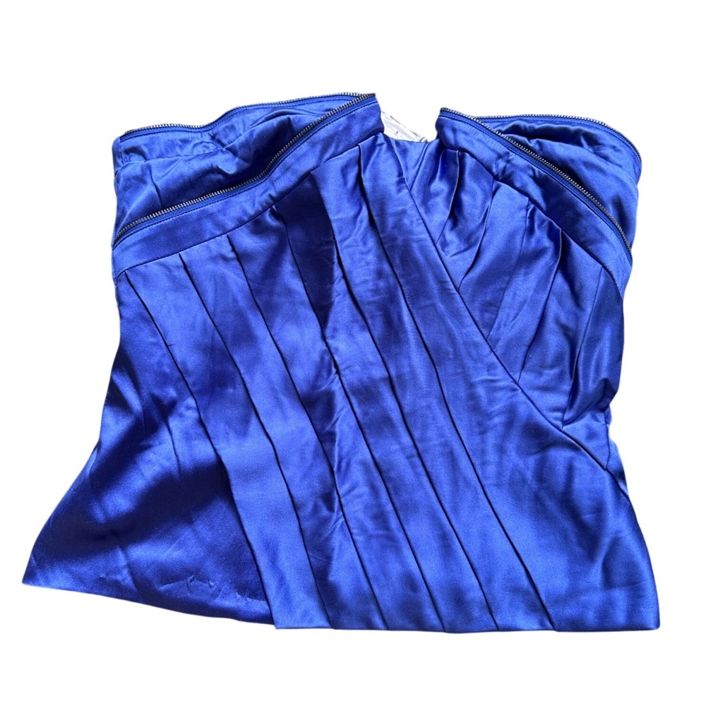 Bebe‎ Royal Blue Satin Strapless Pleated Corset Top Size M NWT